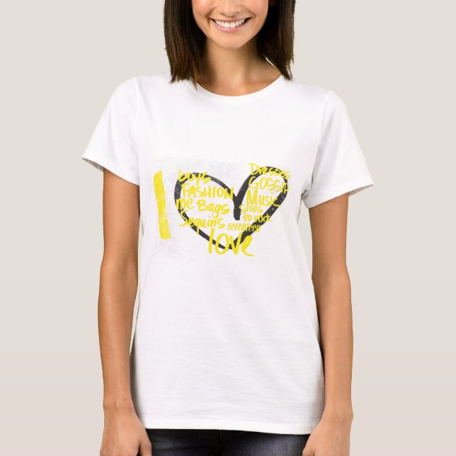 T-shirt I Heart Graffiti Jaune (Devant)