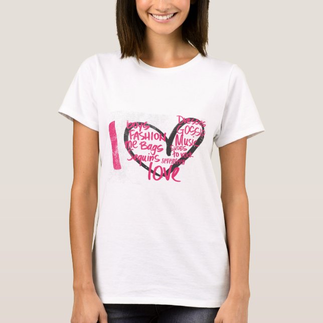 T-shirt I Heart Graffiti Magenta (Devant)