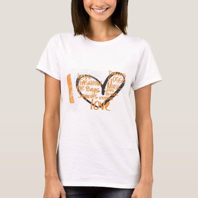 T-shirt I Heart Graffiti Orange (Devant)