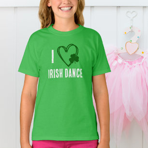 T-shirt I Heart Irish Dance - Coeur Vert avec Shamrock