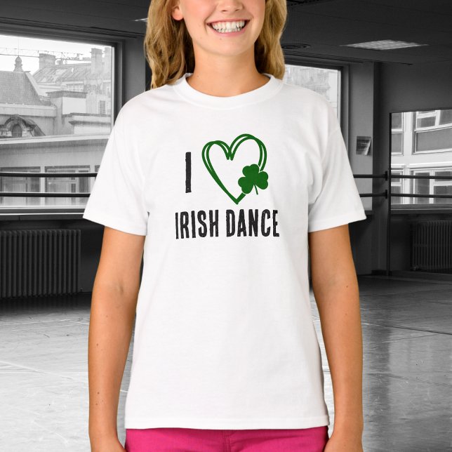 T-shirt I Heart Irish Dance - Coeur Vert avec Shamrock (Créateur téléchargé)