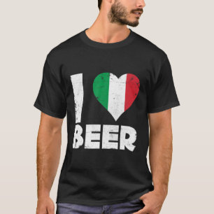 T-shirt I Heart Italien Bière Fierté Amour Italie Drapeau 