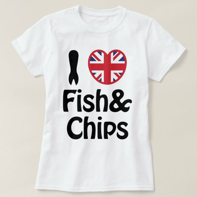 T-shirt I Heart [Love] Poisson & Chips (Design devant)