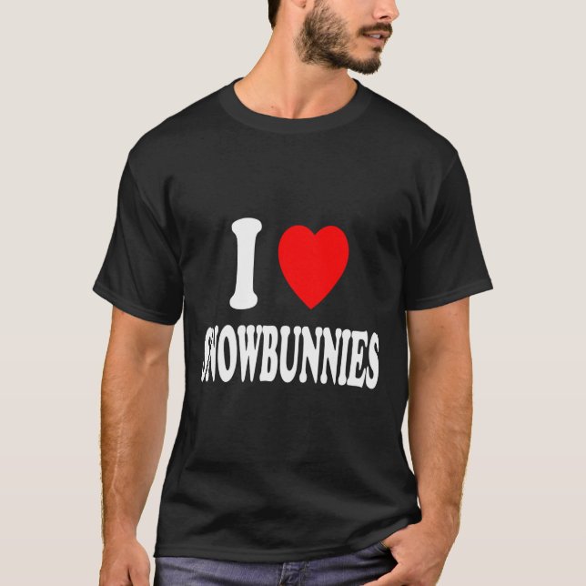 T-shirt I Heart (love) Snowbunnies Ski Snowboard Att (Devant)