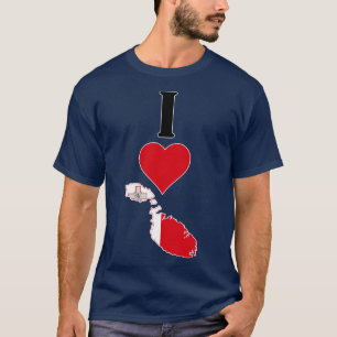 T-shirt I Heart Malte Vertical I Love Maltese National Fla