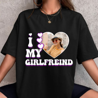 T-shirt i heart my girlfreind custom your own photo love
