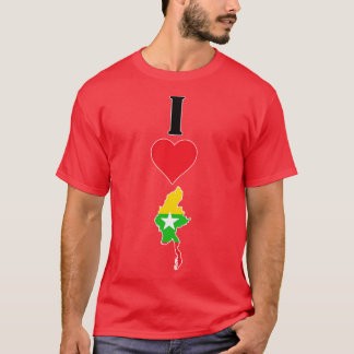 T-shirt I Heart Myanmar I Love Myanmar National Flag Map V