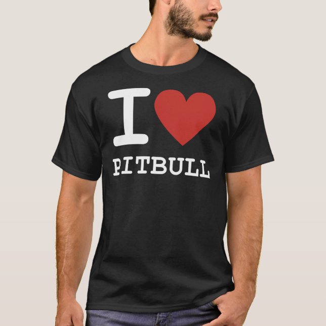T-shirt I Heart Pitbull I Love Pitbull (Devant)