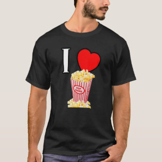T-shirt I heart popcorn J'aime popcorn mot favori sna