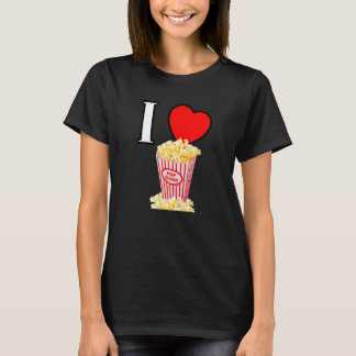 T-shirt I heart popcorn J'aime popcorn mot favori sna