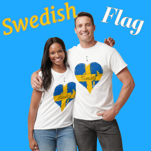 T-shirt I Heart Suède Drapeau suédois