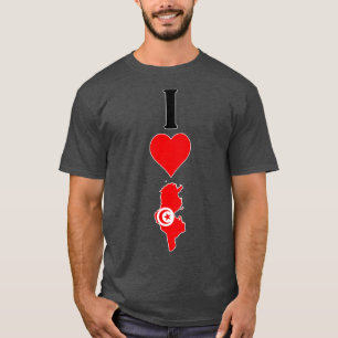 T-shirt I Heart Tunisia I Love Tunisian National Flag Map