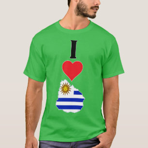 T-shirt I Heart Uruguay I Love Uruguay National Flag Map