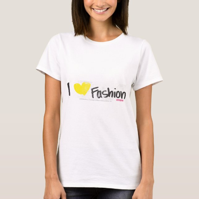 T-shirt I jaune de mode de coeur (Devant)