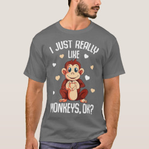 T-shirt I Just Really Like Monkeys Kids Girls Women Monkey