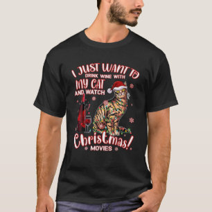 T-shirt I Just Want To Drink Wine With My Cat Watch Christ