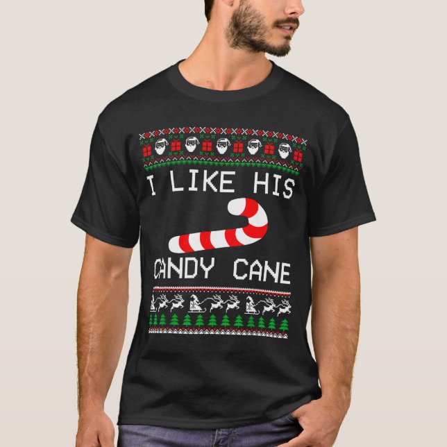 T-shirt I Like His Candy Cane Couple Matching Christmas Me (Devant)