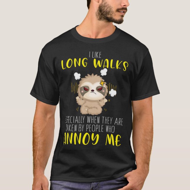 T-shirt I like long walks especially when they are taken l (Devant)