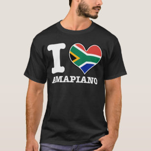 T-shirt I Love Amapiano DJ Design Drapeau sud-africain