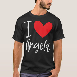 T-shirt I Love Angela Nom Fille Personnalisée Femme BFF Fr