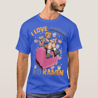 T-shirt I Love Anime And Ramen - Cute Kawaii Heart Girl -