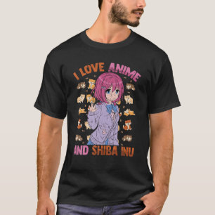 T-shirt I Love Anime And Shiba Inu - Kawaii Otaku - Cute M