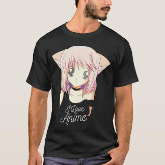 T-shirt I Love Anime mignonne Anime Girl Japonais Swea