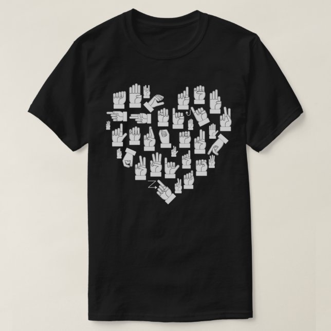T-shirt I Love ASL Shirt American Sign Language Alphabet (Design devant)