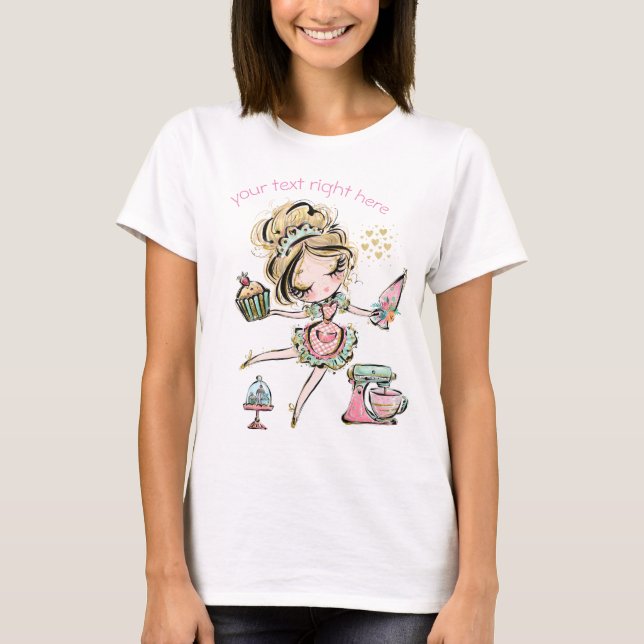 T-shirt I Love baking, amoureux du cupcake, (Devant)
