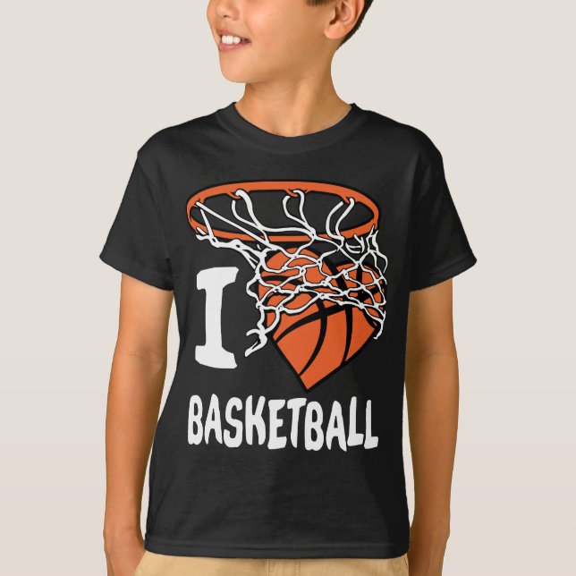 T-shirt I Love Basketball Fille & garçons Jeune Basketball (Devant)