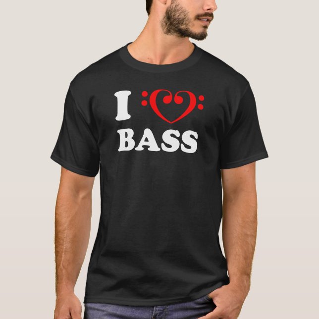 T-shirt I Love Bass (Bass Clef) (Devant)