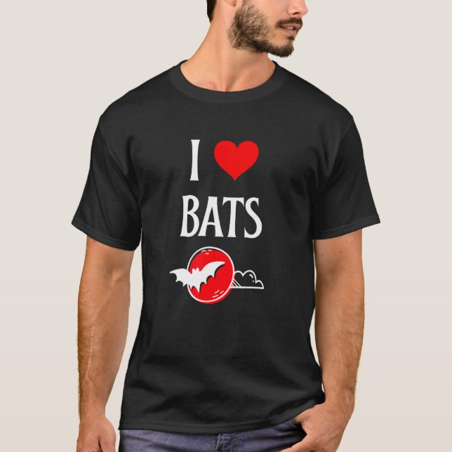 T-shirt I Love Bats I Heart Bats Vampire Bat lover Chiropt (Devant)