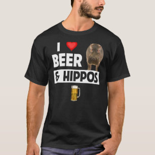 T-shirt I Love Beer and Hippos Boire Faune Safari An