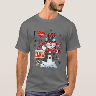 T-shirt I Love Being Memaw Snowman Noël Rouge Plaid Casqu