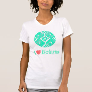 T-shirt I Love Biélorussie Motif folklorique В ы ш и в к а