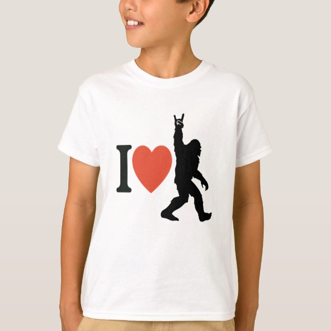 T-shirt I Love Bigfoot Rock On (Devant)