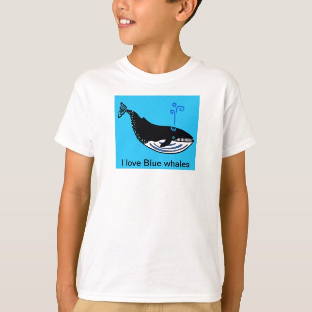 T-shirt I love BLUE WHALES - Menaces de vie animal graphiq (Devant)