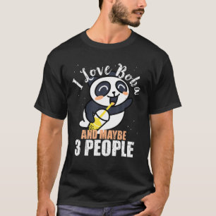 T-shirt I Love Boba And Maybe Three People Anime Panda