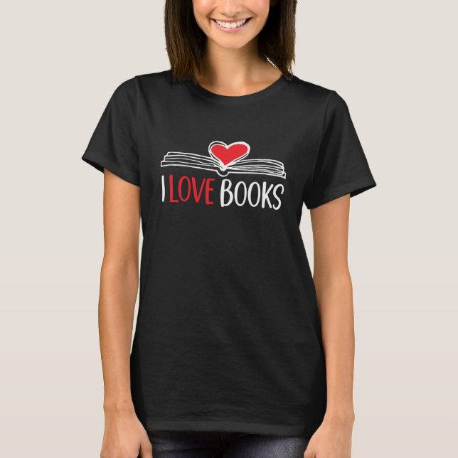 T-shirt I Love Books   Valentine's Day Book Reading (Devant)