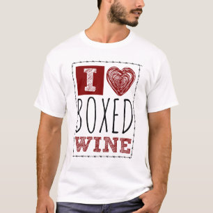 T-shirt I Love Boxed Wine Barbed Wire Heart
