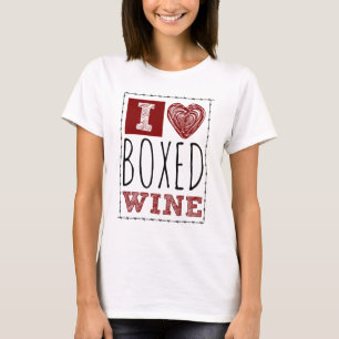 T-shirt I Love Boxed Wine Barbed Wire Heart