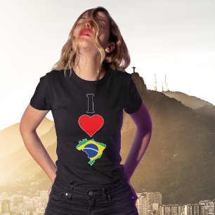 T-shirt I Love Brésil Vertical I Heart Brésil Drapeau Cart