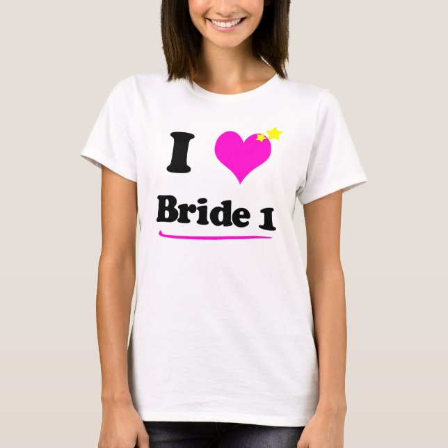 T-shirt I Love Bride 1 Hanes Décontracté Comfort Tee (Devant)