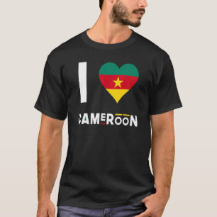 T-shirt I Love Cameroun Camerounais Drapeau Coeur Afrique 