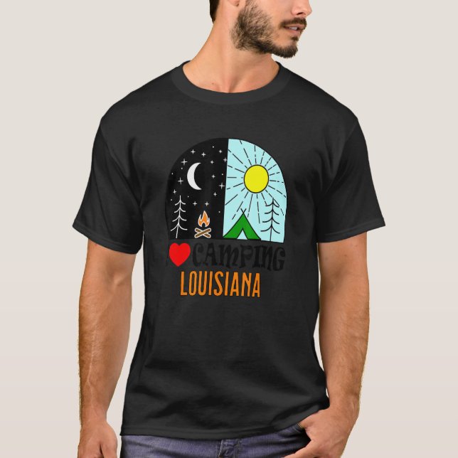 T-shirt I Love Camping Louisiana America Outdoors Nature H (Devant)