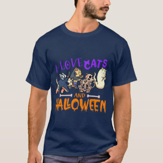 T-shirt I Love Cats And Halloween Halloween Halloween fami