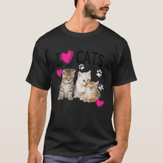 T-shirt I Love Cats Chemise Amoureux des chats Tee I love 