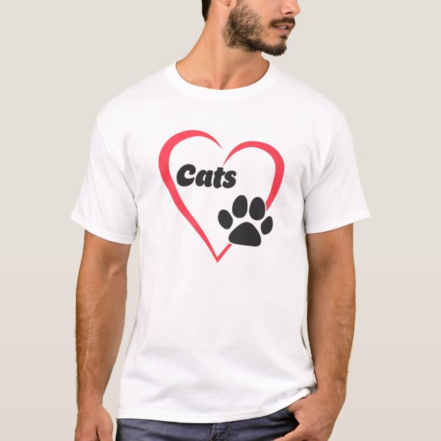 T-shirt I Love Cats, I Heart Cats, Amoureux des chats Femm (Devant)