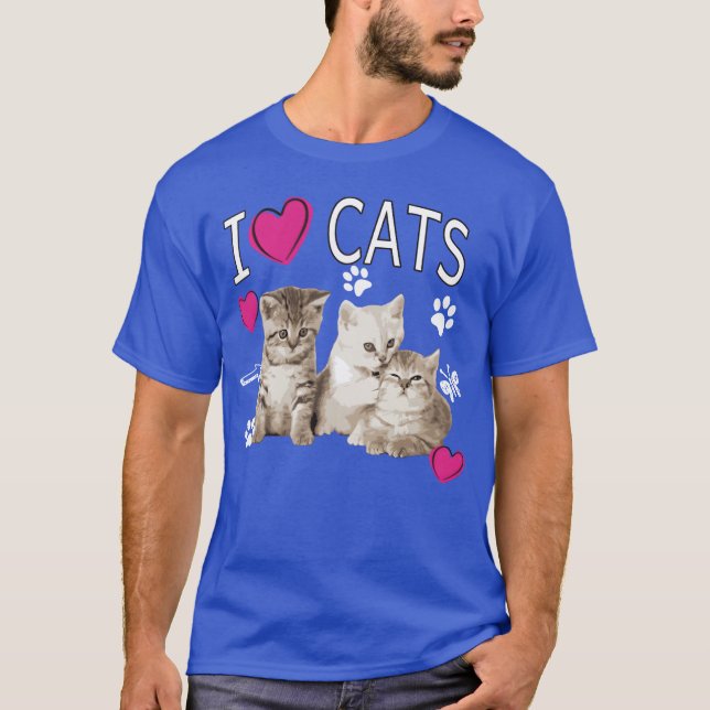 T-shirt I Love Chats Amoureux des chats I Love Kitten garç (Devant)