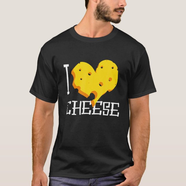 T-shirt I Love Cheese Heart Jaune Cheddar Stilton Dairy F (Devant)